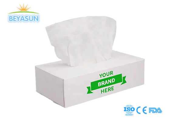 Boîte douce Tissu facial 2 plis 11GSM 130 feuilles de bois vierge Pâte blanche Boîte plate Tissu papier