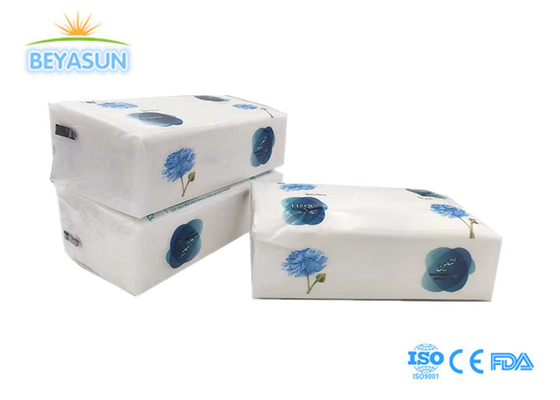 2 couches d'usine papier tissé facial épaissi et lisse blanc sur mesure sans gravure avec sac plastique imprimé