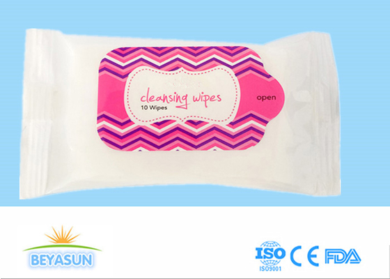 Chiffons humides faciaux jetables pour le nettoyage féminin de désinfection de retrait de maquillage