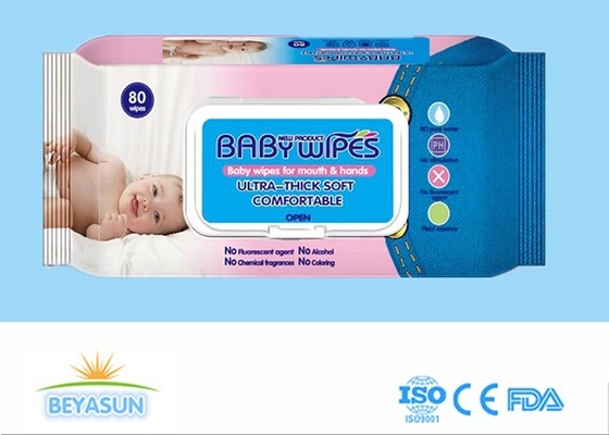 Chiffon humide non-tissé 80pcs de Spunlace de bébé de boîte de présentation