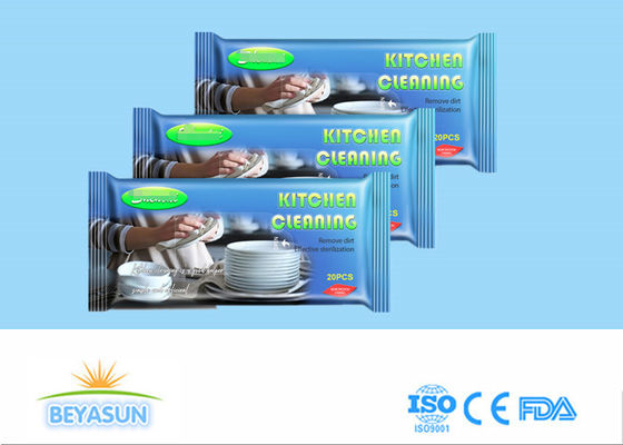 Cuisine non-tissée de fourneau de noir de carbone nettoyant des tractions jetables du ménage 80 de chiffons humides